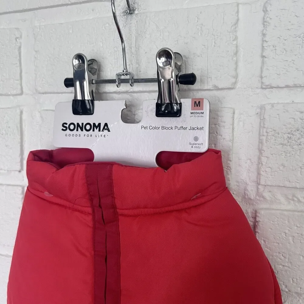 Dog Puffer Jacket Medium 20 - 35 Pounds Red Sonoma Msrp 39.99